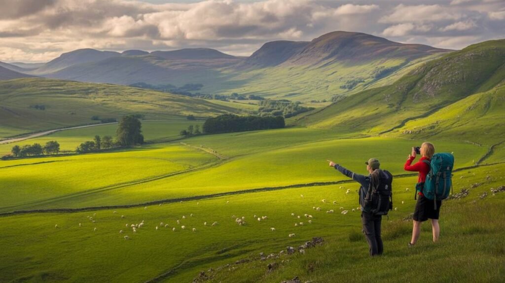 Summer in Scotland with green landscapes, long daylight and active travel scenes