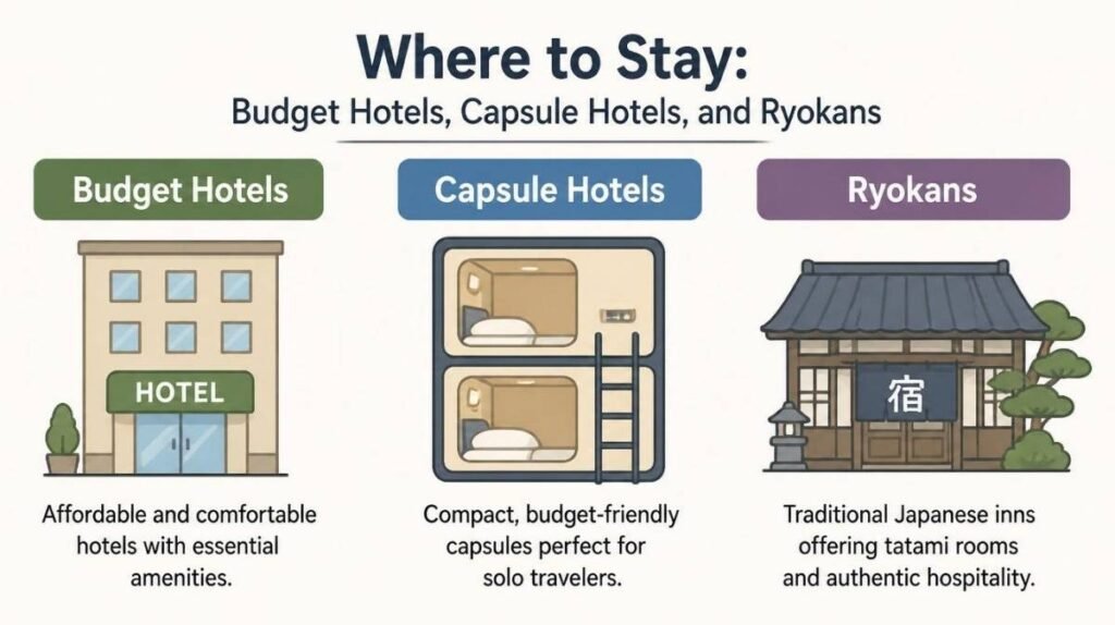 Where to Stay Budget Hotels, Capsule Hotels, and Ryokans